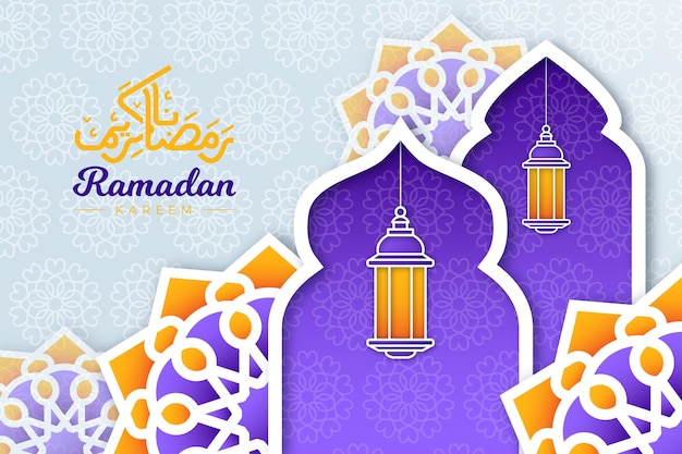 Ramadan kareem illustration in paper style