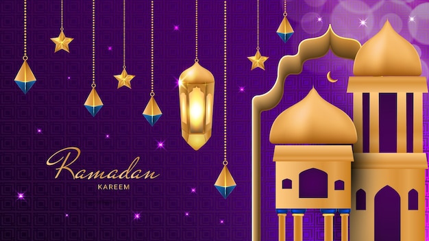 Ramadan Kareem illustration template and typography