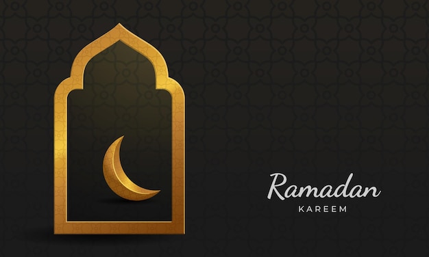 Ramadan Kareem islamic background with 3d gold elements and luxury elegant design