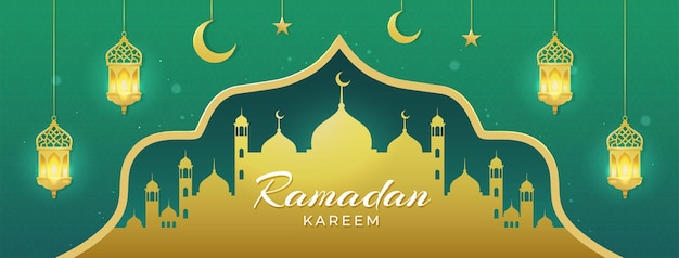 Ramadan kareem islamic background with hanging lanterns