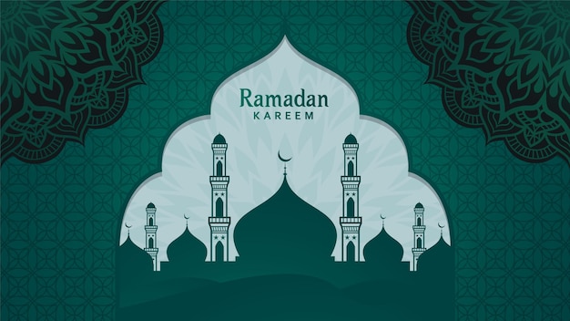 ramadan kareem islamic banner with mosque and pattern