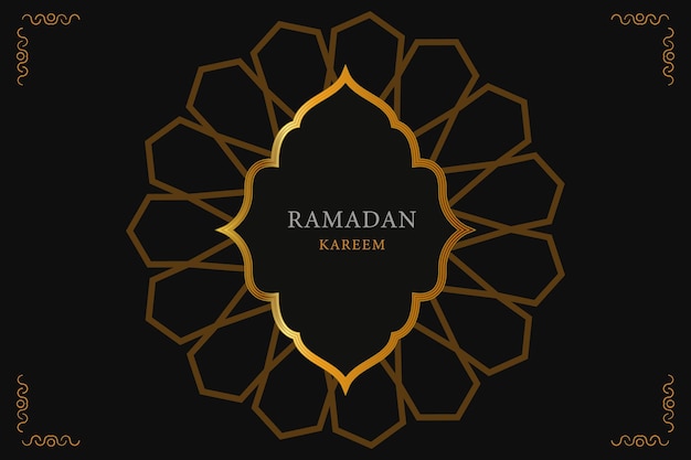 Vector ramadan kareem islamic dark background template with golden ornaments