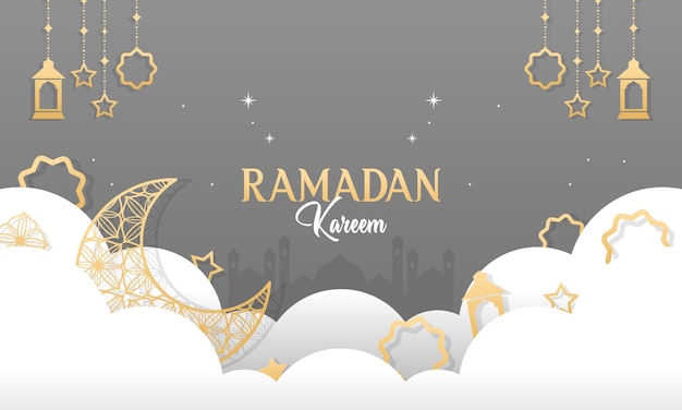 Ramadan Kareem Islamic Festival with Paper Cut Style Background