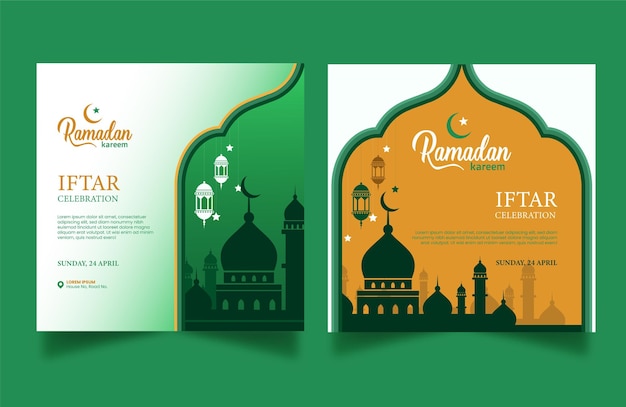 Ramadan Kareem Islamic lamp decoration media post or banner template Vector