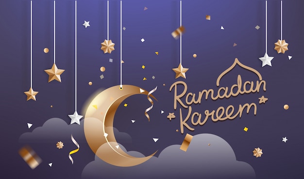 Ramadan Kareem islamic religion holiday. Ramadan month vector illustration