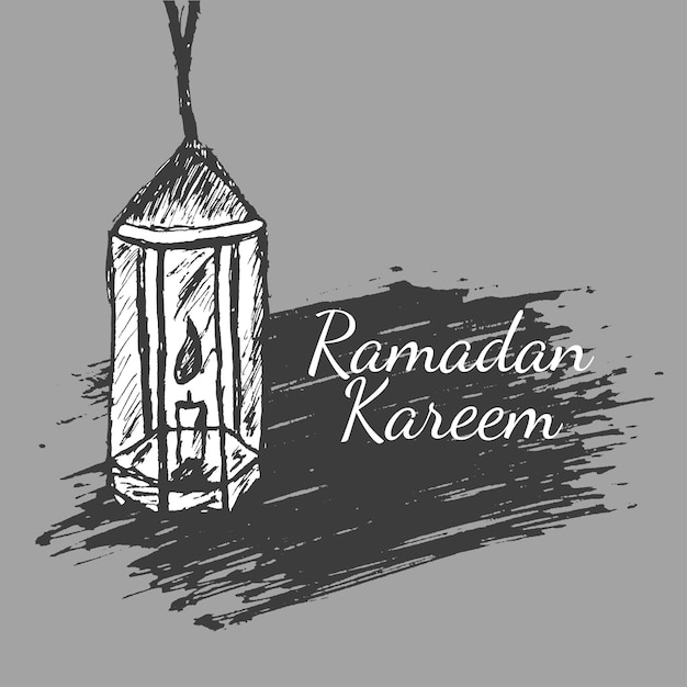 Vector ramadan kareem lantern hand drawn