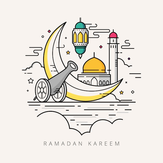 Ramadan kareem line art design