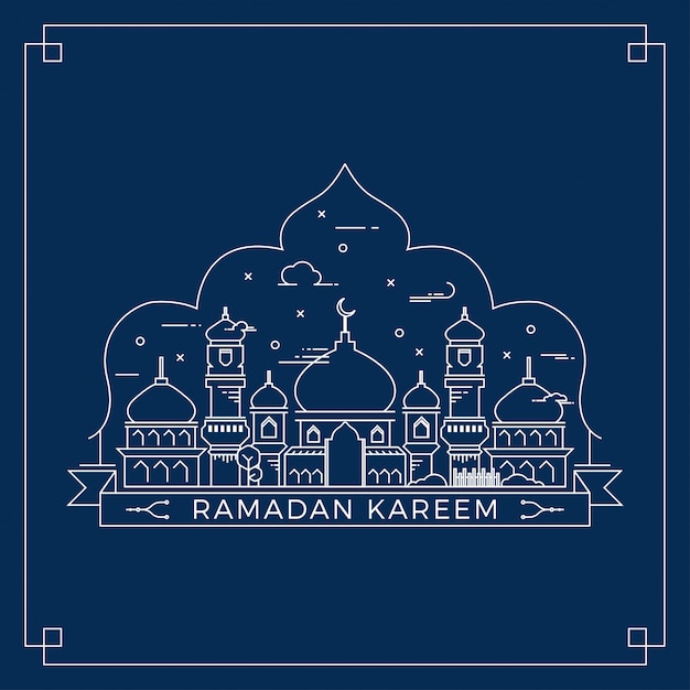 Ramadan Kareem line vector art design