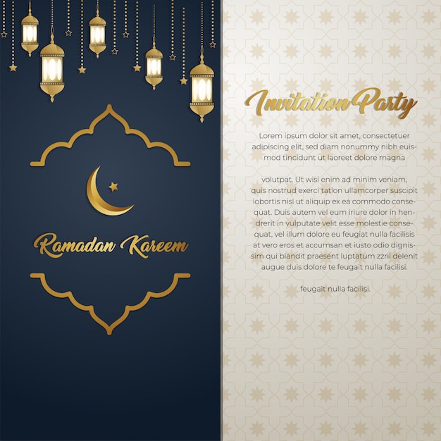 Ramadan Kareem Luxury gold dark Invitation Card