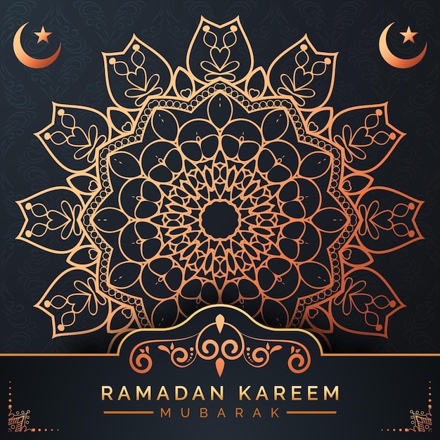 Ramadan kareem mandala background with golden arabesque pattern arabic islamic east style