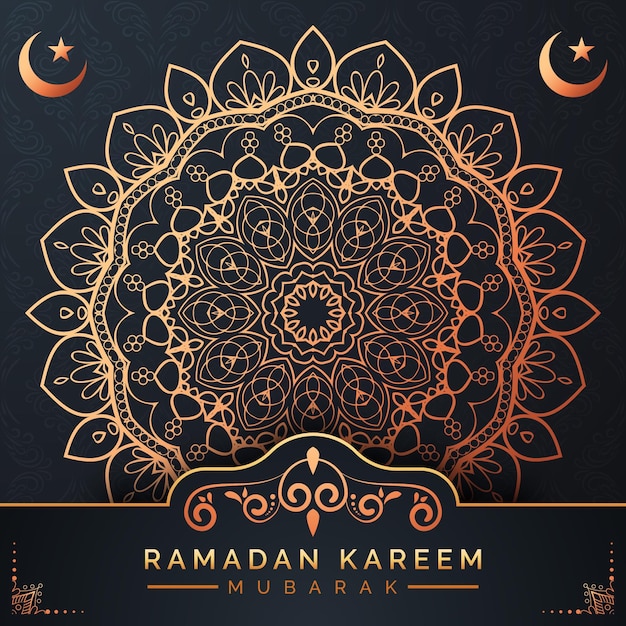 Ramadan kareem mandala background with golden arabesque pattern arabic islamic east style