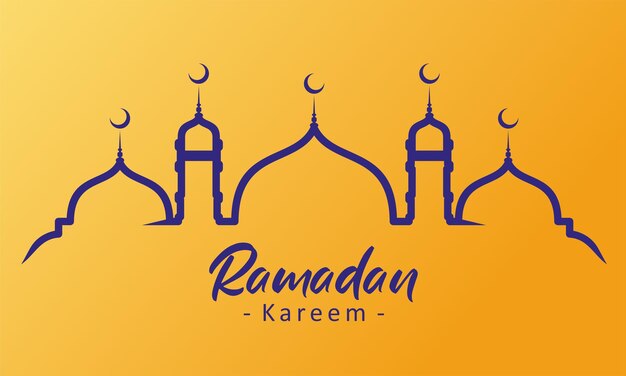 Ramadan kareem mosque festival background in line art style