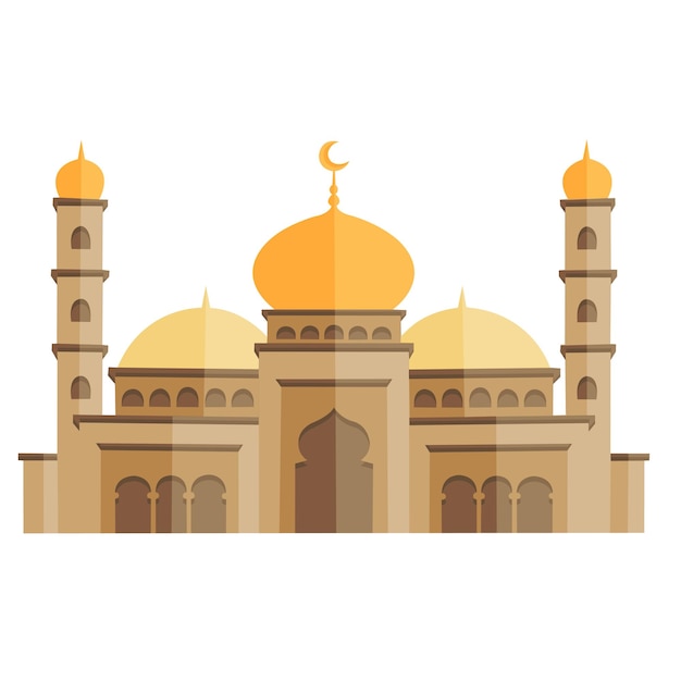 Ramadan Kareem Prayer and Mosque in Hand Drawn Style Vector Art Illustration