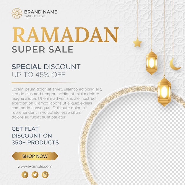 Ramadan Kareem Sale Banner Islamic Ornament Lantern Background Ramadan sale social media post