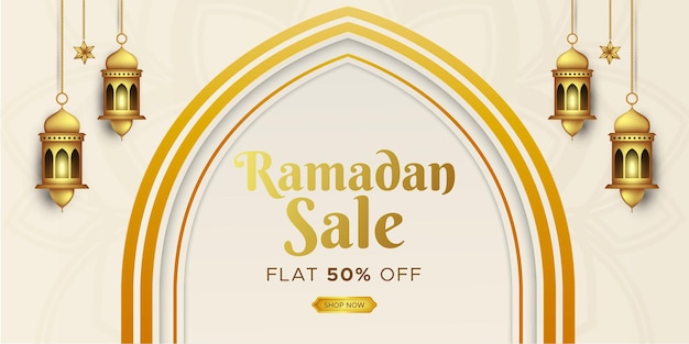 Ramadan kareem sale banner web header design  