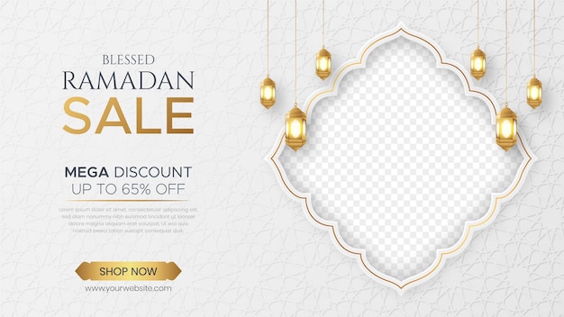 Ramadan Kareem Sale Banner with empty space for photo