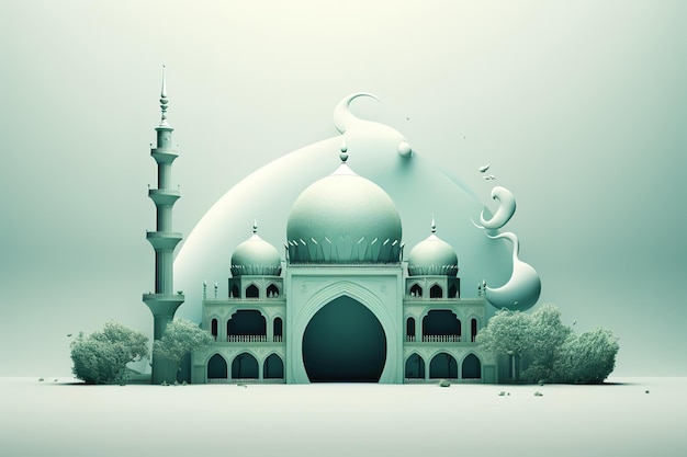 Ramadan Kareem silhouette of mosque Silhouette mosque flat design vector illustration isolated