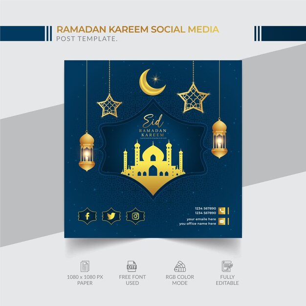 Vector ramadan kareem social media post template design