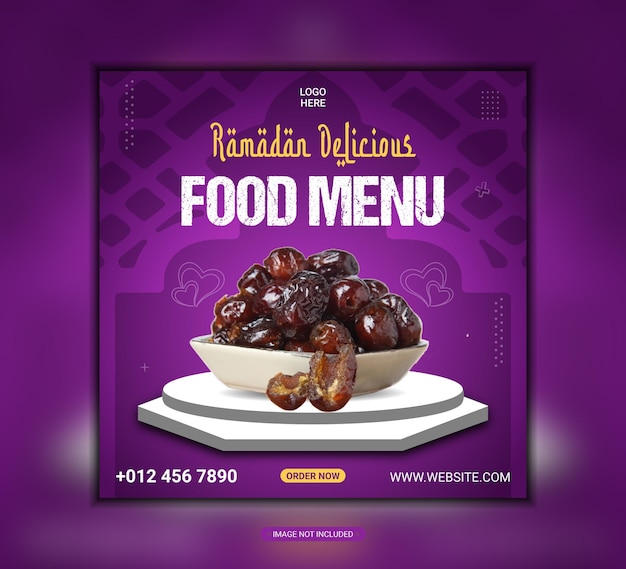 Ramadan Kareem special food menu facebook post or social media post banner design template