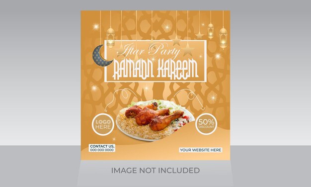 Vector ramadan kareem special iftar food menu social media post square flyer poster leaflet template