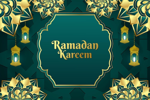 Ramadan kareem stylish islamic background with green color