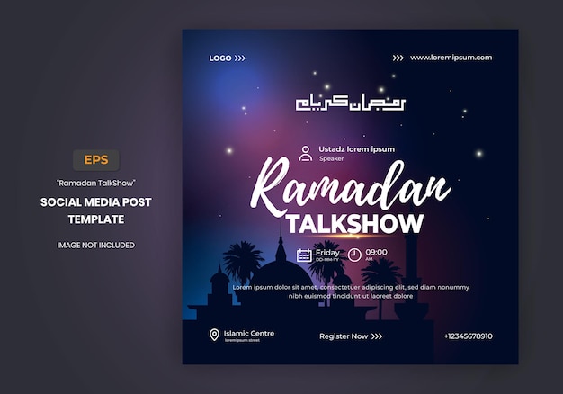 Vector ramadan kareem talkshow social media post flyer