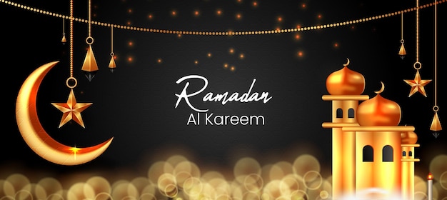 Ramadan Kareem traditional luxury islamic festival religious facebook cover Premium Vector