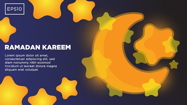 Ramadan Kareem vector background with moon and star illustration image and text template