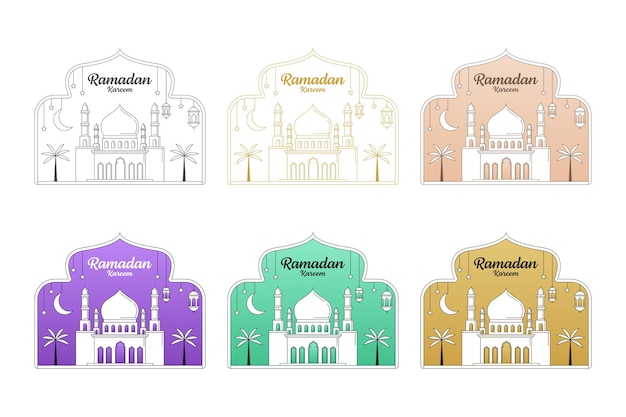 Ramadan kareem vector design illustration monoline or line art style