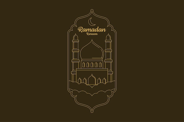 Ramadan kareem vector design illustration monoline or line art style