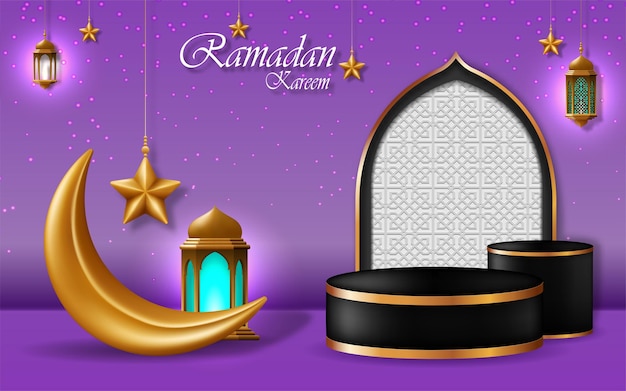 Ramadan kareem vector. Islamic holiday celebration banner