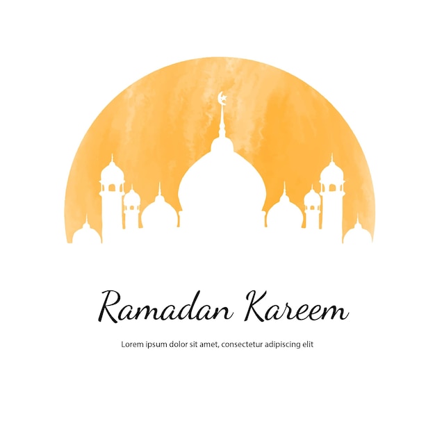 ramadan kareem watercolor illustration with mosque