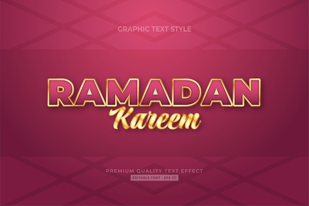 Ramadan Kareem with gold and pink text effect