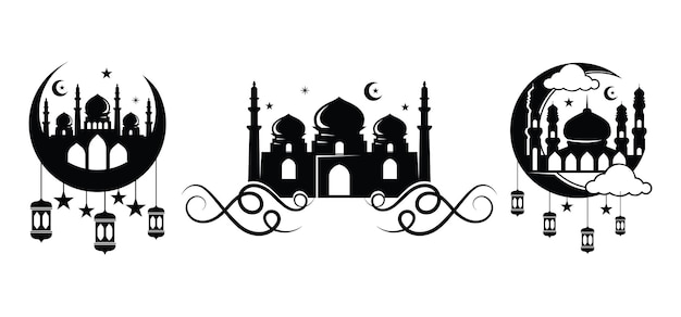 Ramadan karrem Eid alFitr Mosque Decoration Silhouette Design