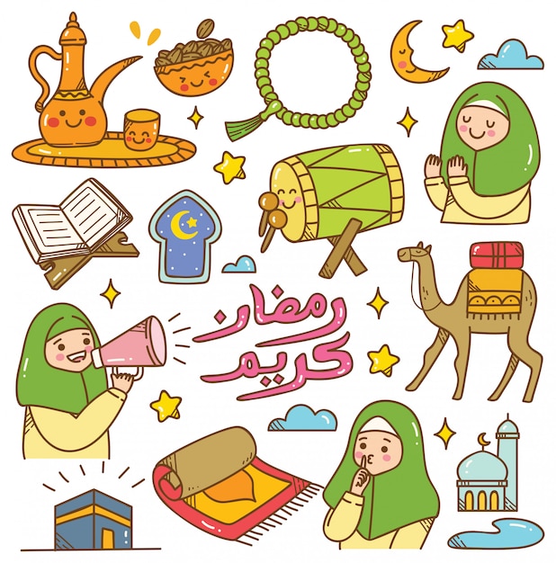 Ramadan kawaii doodle