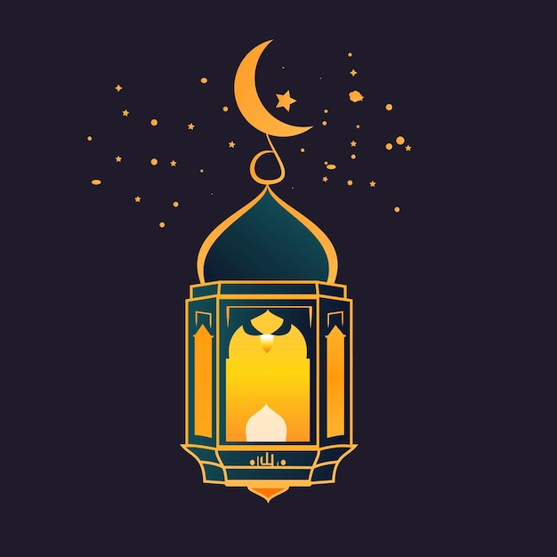 Ramadan lantern with moon and star Art Illustration