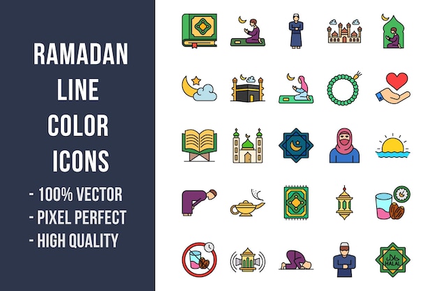 Ramadan Line Color Icons