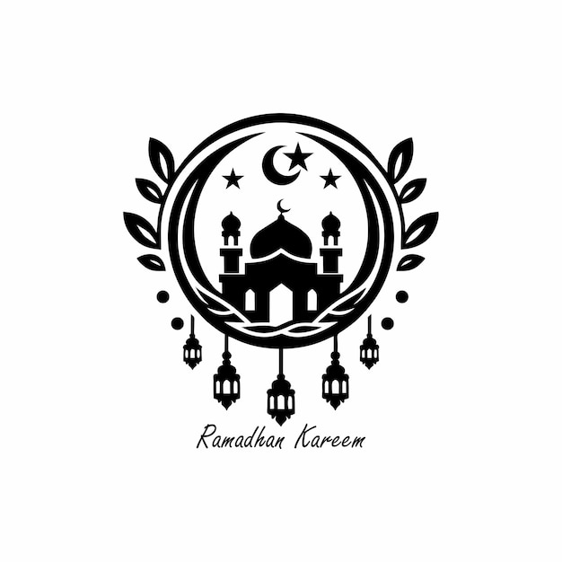 Ramadan logo black and white background