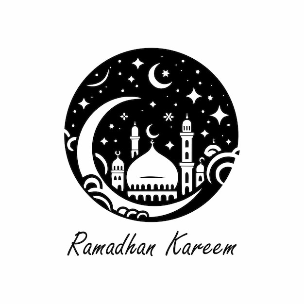 Ramadan logo black and white background