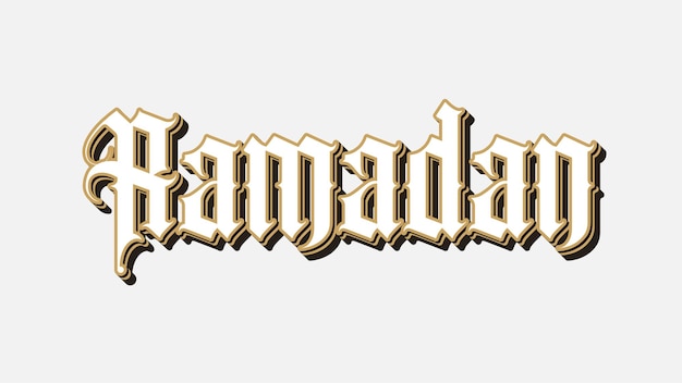 ramadan medieval custom lettering with golden border text effect