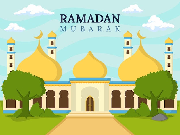 Ramadan Mubarak Background With Mosque