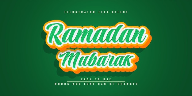 Ramadan mubarak  illustration editable 3d text effect template design