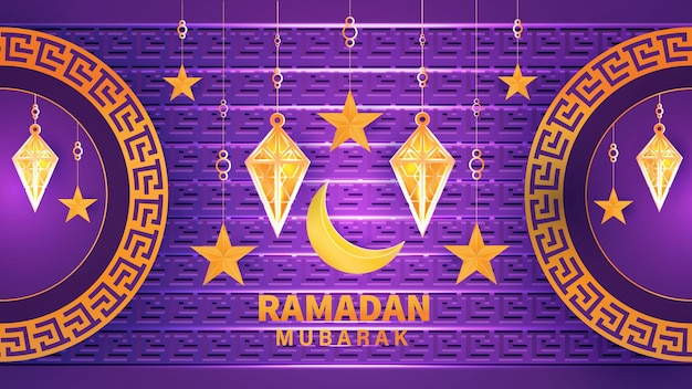 Ramadan mubarak luxury style islamic background with lantern and star