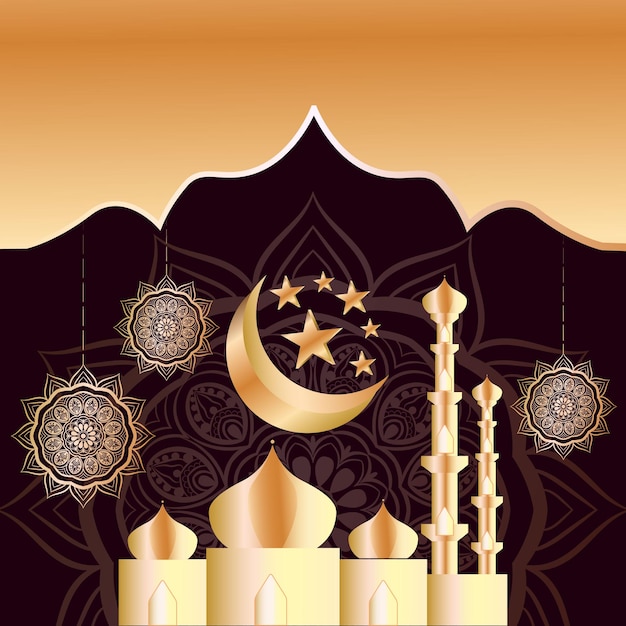 Ramadan Mubarak unique background design on unique shape