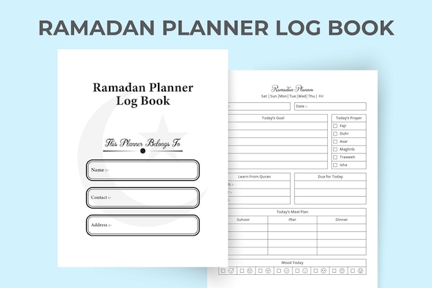 Ramadan planner journal KDP interior Ramadan activity and fasting experience tracker KDP interior notebook Ramadan meal planner and activity tracker journal template