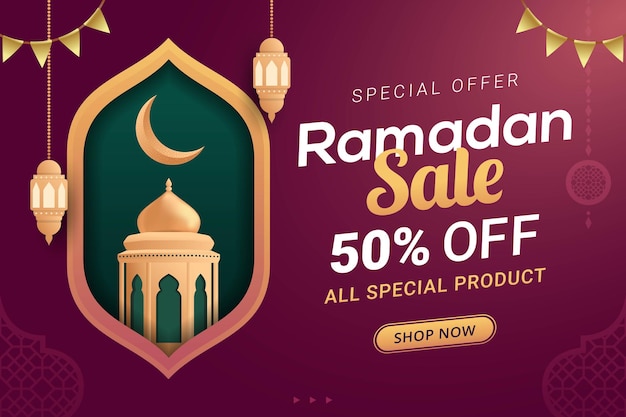 Ramadan sale banner discount template design for business promotion