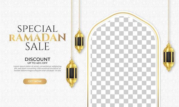 Ramadan sale banner with blank space for image