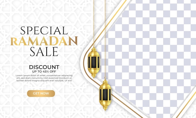 Ramadan sale banner with blank space for image