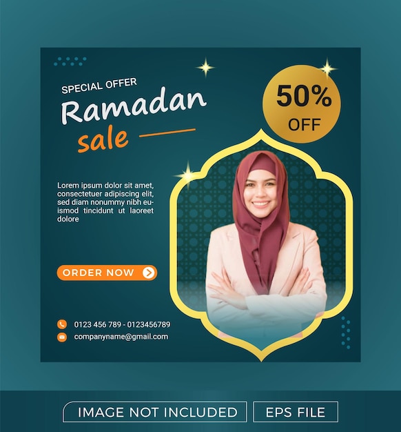 Ramadan sale discount banner social media template promotion design for business