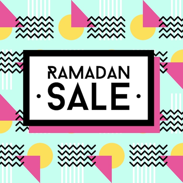 Ramadan sale illustration. Banner ramadan sale. Memphis style